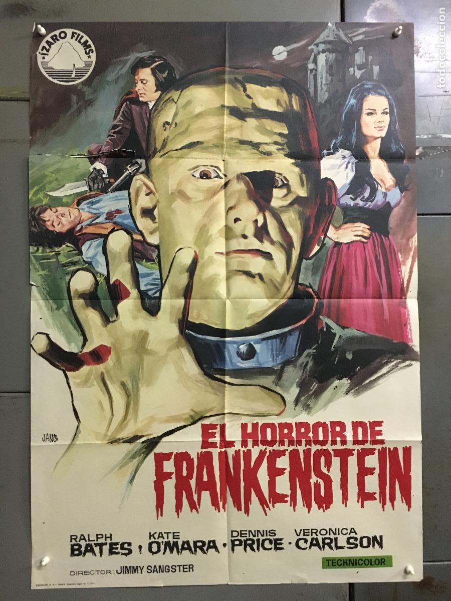 Cinema: AFJ74 EL HORROR DE FRANKENSTEIN HAMMER JIMMY SANGSTER RALPH BATES POSTER ORIGINAL 70X100 ESTRENO