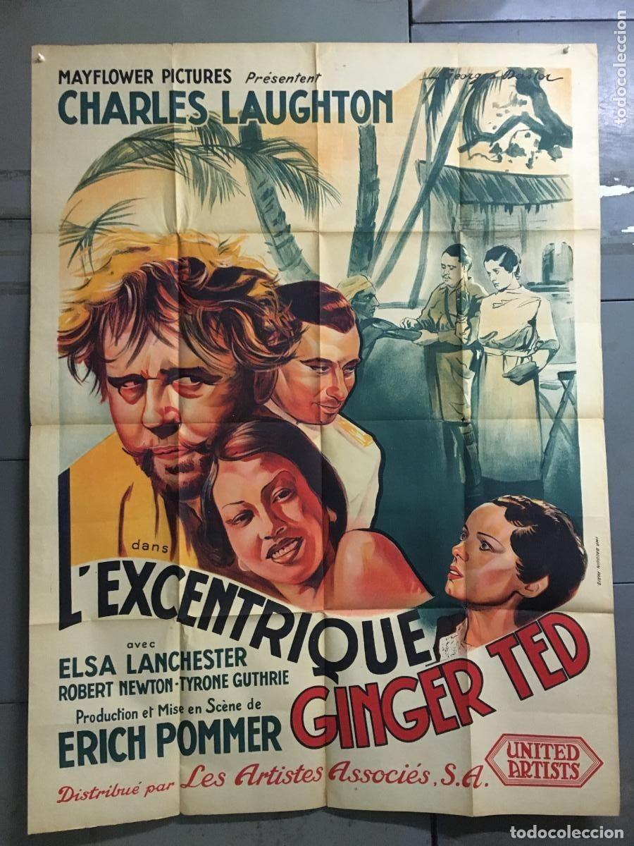 Cine: PJE 0497 BANDERA AMARILLA CHARLES LAUGHTON ELSA LANCHESTER POSTER ORIG FRANCES 120X160 LITOGRAFIA