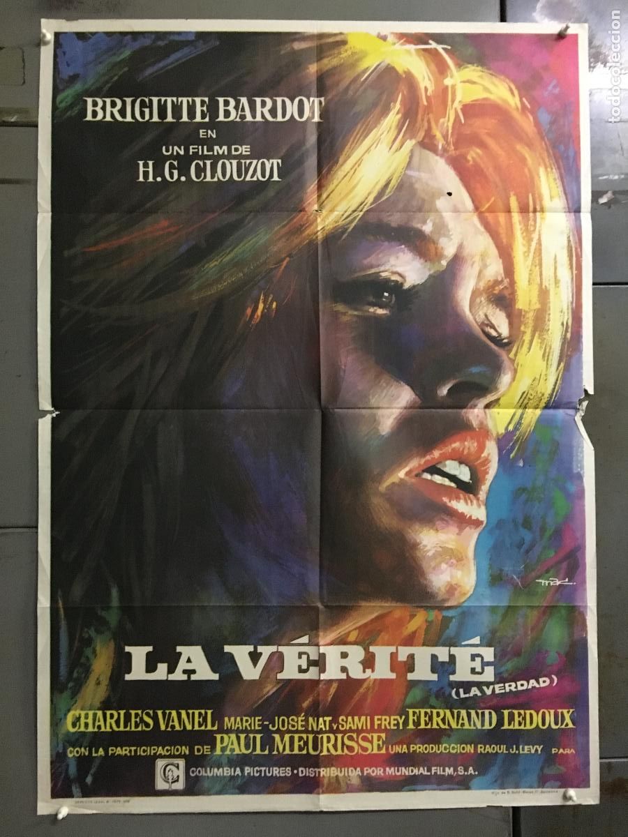 Cinema: AFJ77 LA VERITE BRIGITTE BARDOT CLOUZOT MAC POSTER ORIGINAL 70X100 ESTRENO