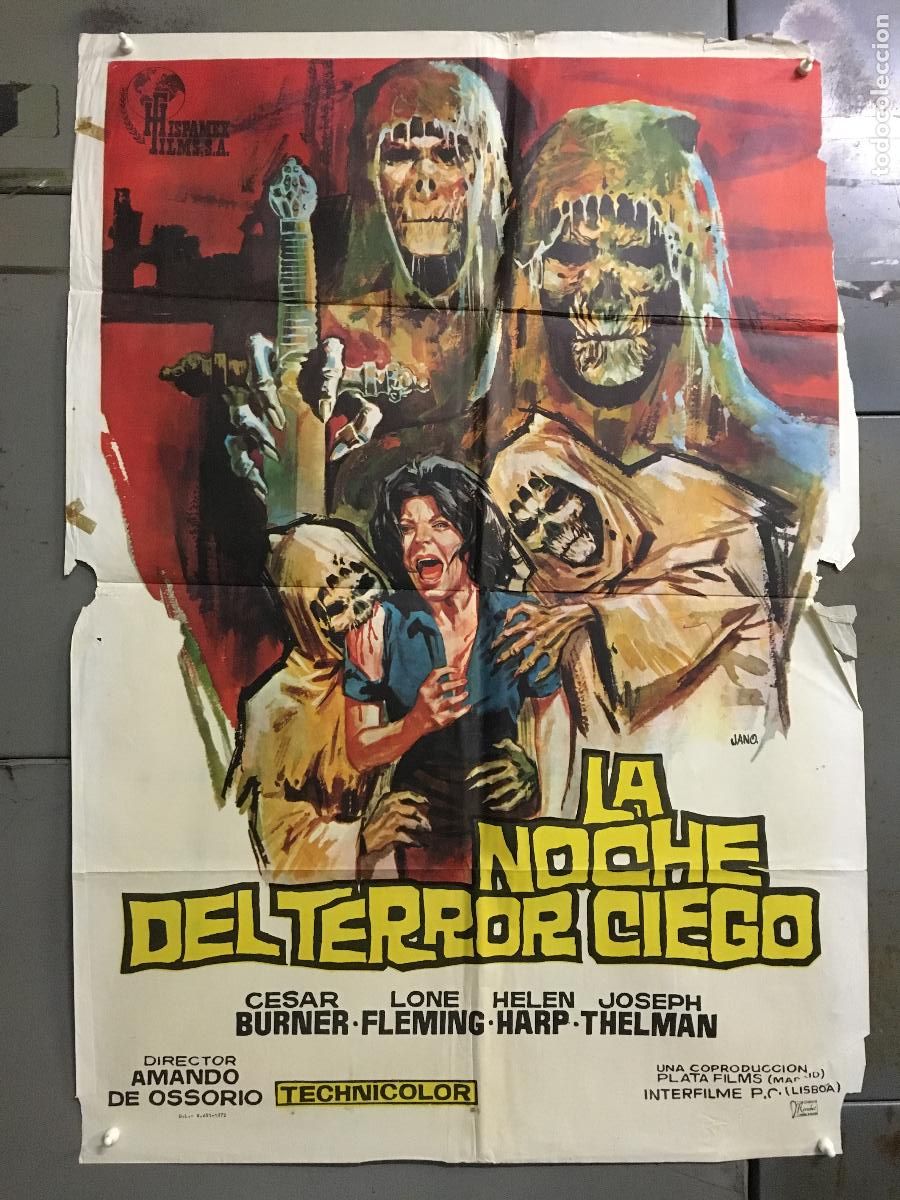 Cinema: AFJ81 LA NOCHE DEL TERROR CIEGO AMANDO DE OSSORIO TEMPLARIOS POSTER ORIGINAL 70X100 ESTRENO