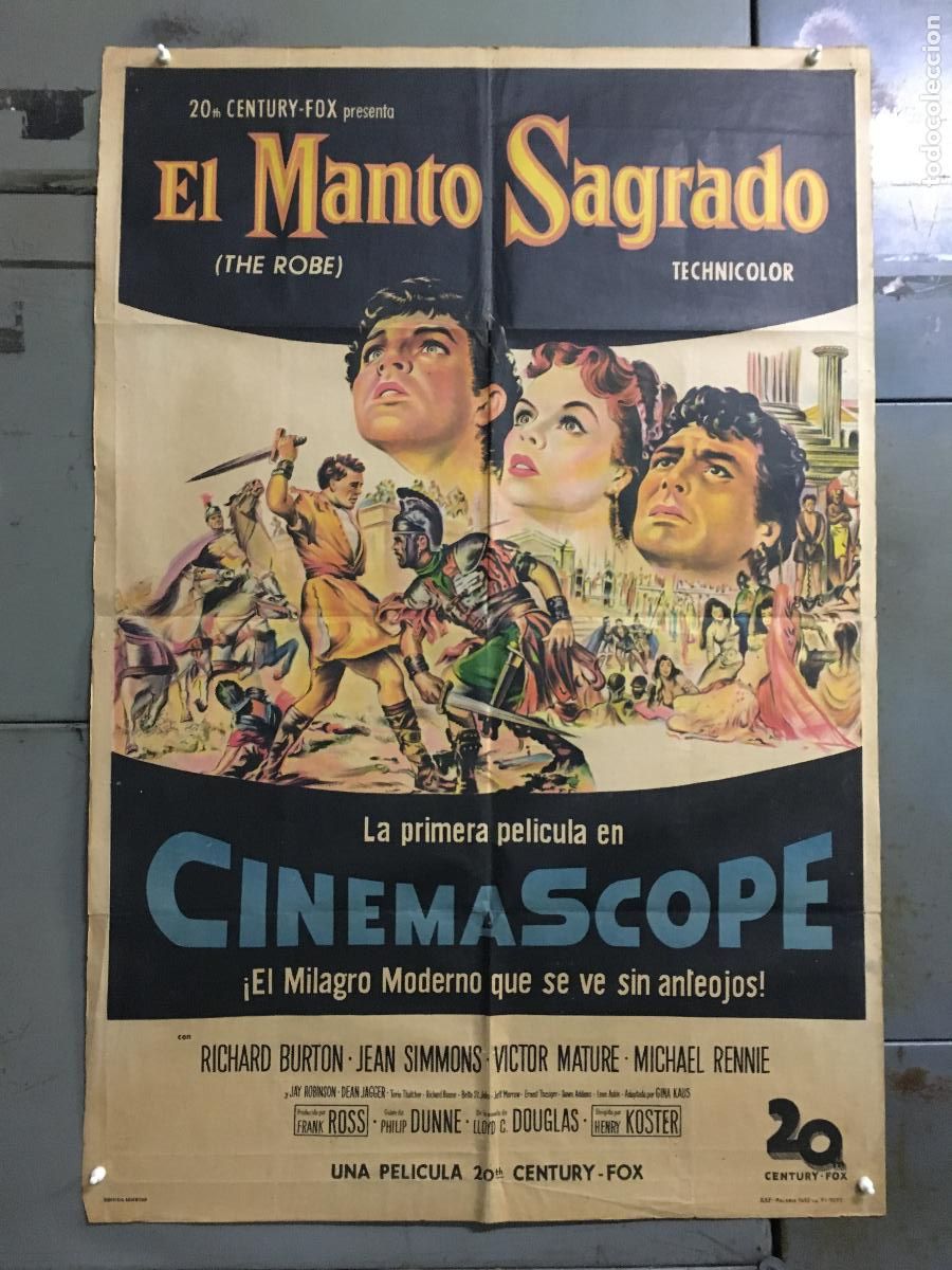 Cinema: AFJ84 LA TUNICA SAGRADA RICHARD BURTON JEAN SIMMONS POSTER ORIGINAL 75X110 ARGENTINO LITOGRAFIA