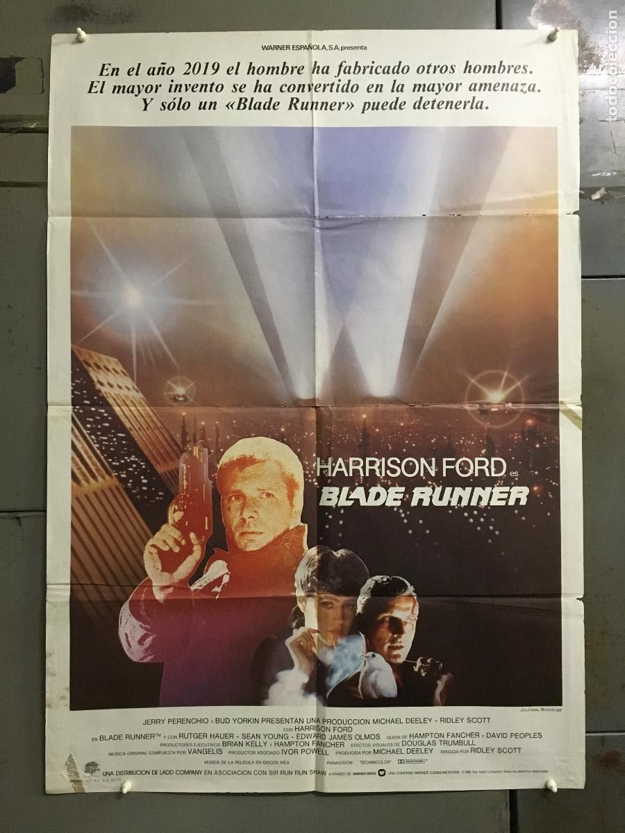 Cine: AFJ89 BLADE RUNNER RIDLEY SCOTT HARRISON FORD POSTER ORIGINAL 70X100 ESTRENO