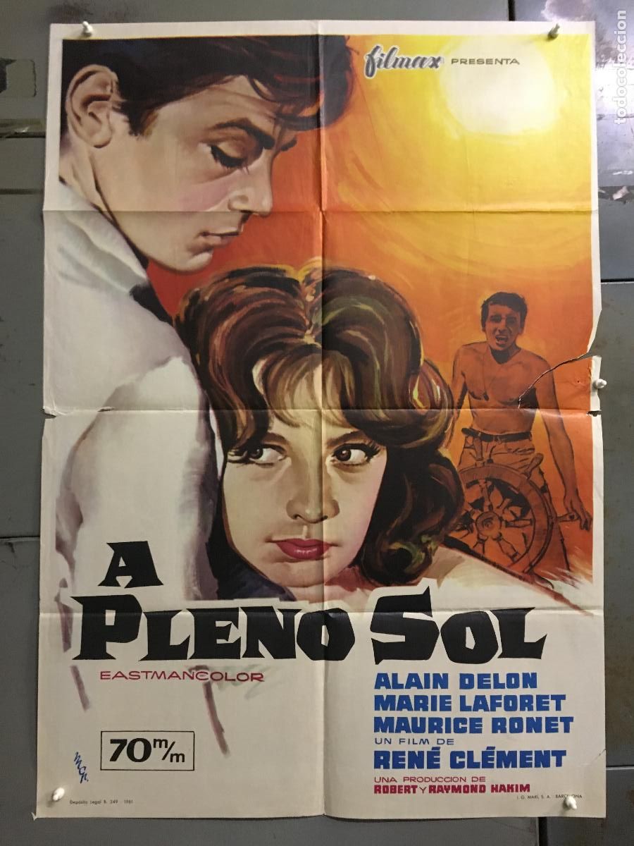 Cinema: AFJ91 A PLENO SOL A PLEIN SOLEIL ALAIN DELON POSTER 70X100 ORIGINAL ESPA&Ntilde;OL
