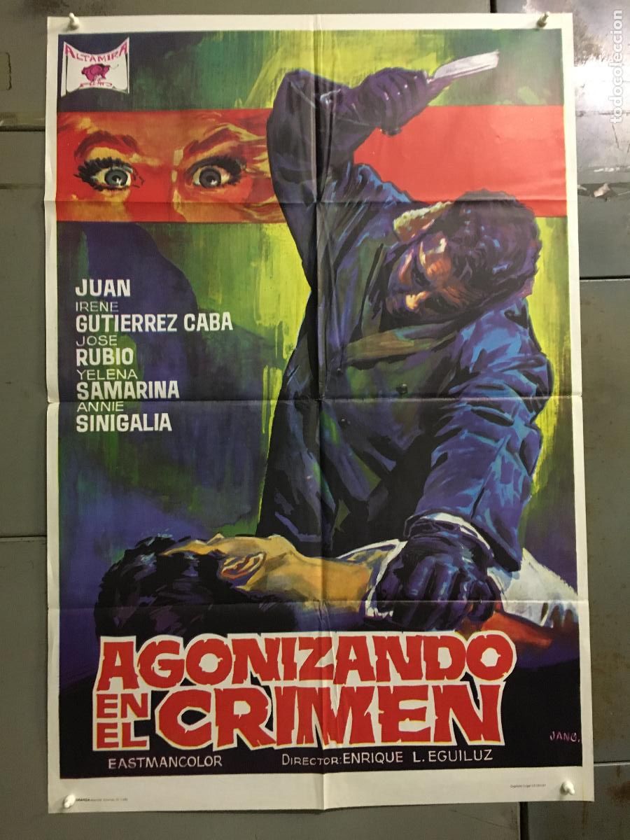 Cinema: AFJ97 AGONIZANDO EN EL CRIMEN IRENE GUTIERREZ CABA POSTER ORIGINAL 70X100 ESTRENO