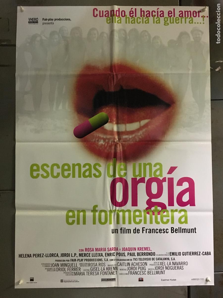 Cinema: AFJ98 ESCENAS DE UNA ORGIA EN FORMENTERA FRANCESC BELLMUNT POSTER ORIGINAL ESTRENO 70X100