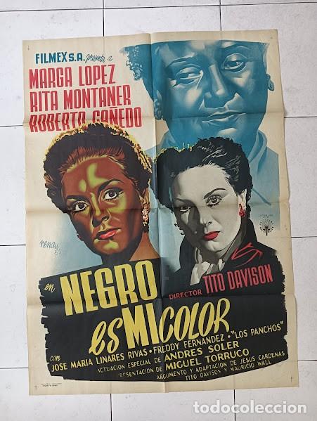 Cinema: VKD 2362 NEGRO ES MI COLOR JOSEP RENAU MARGA LOPEZ POSTER ORIGINAL MEJICANO 70X94 LITOGRAFIA