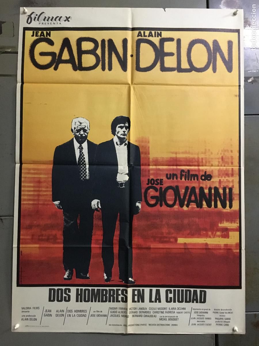 Cine: AFK13 DOS HOMBRES EN LA CIUDAD ALAIN DELON JEAN GABIN POSTER ORIGINAL 70X100 ESTRENO