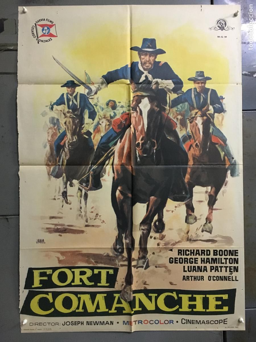 Kino: AFK14 FORT COMANCHE RICHARD BOONE GEORGE HAMILTON JANO POSTER ORIGINAL 70X100 ESTRENO