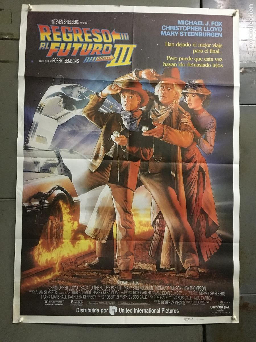 Cine: AFK21 REGRESO AL FUTURO 3 MICHAEL J. FOX ROBERT ZEMECKIS DREW STRUZAN POSTER ORIGINAL 70X100 ESTRENO