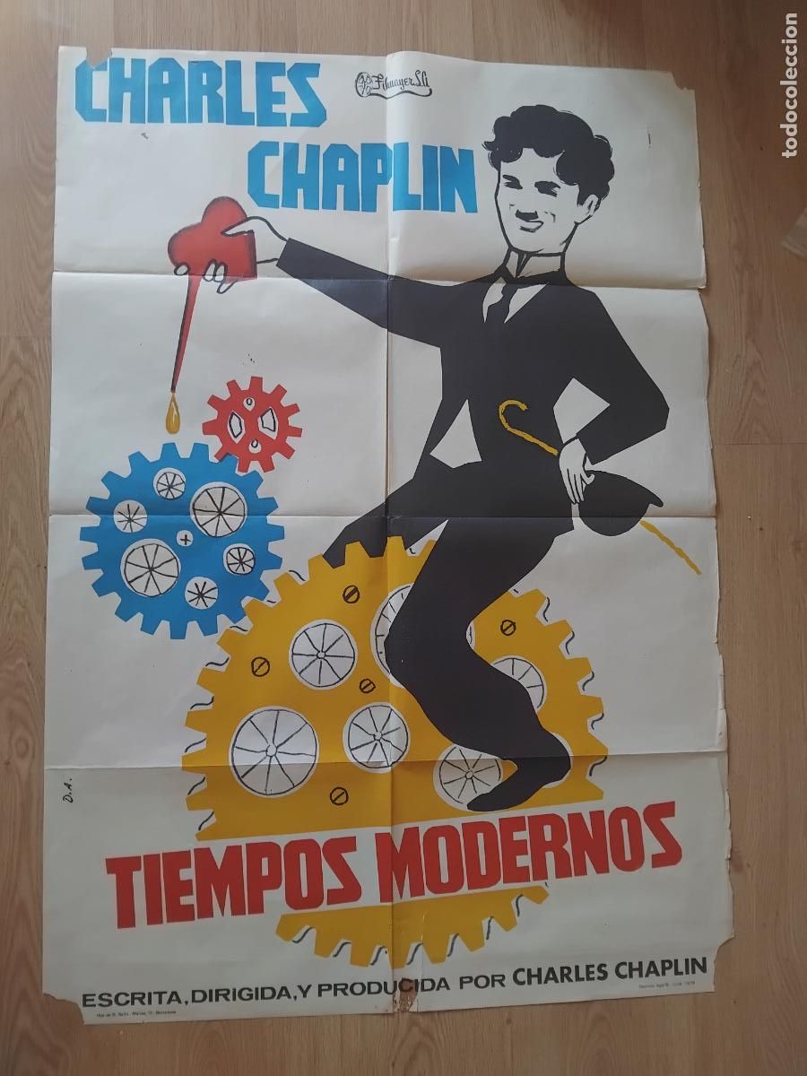 Cine: CARTEL DE CINE TIEMPOS MODERNOS. CHARLES CHAPLIN. 100 X 70 CM.