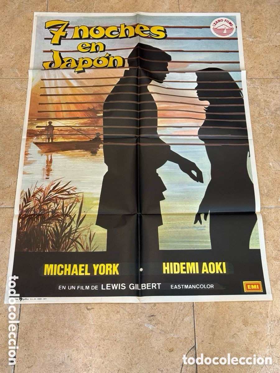 Cinema: Cartel Cine Original 7 Noches en Jap&oacute;n Michael York Hidemi Aoki 1977 Drama Romance Vintage