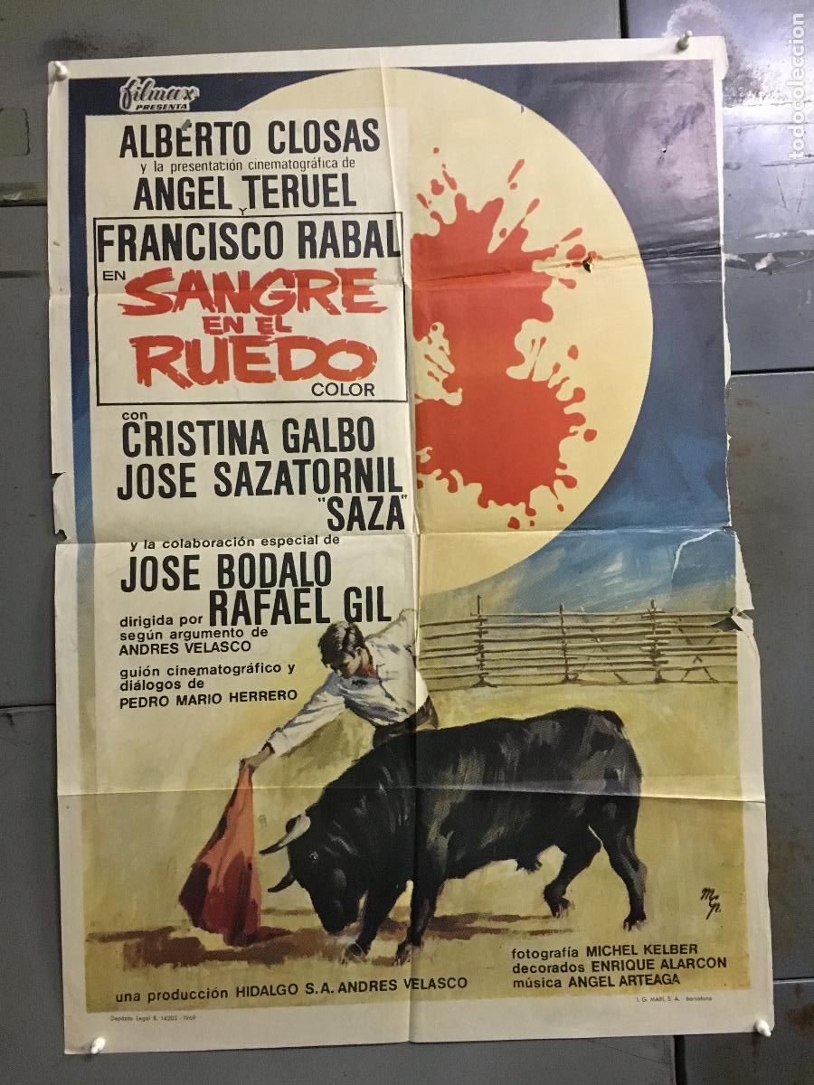 Cinema: ODC C065 SANGRE EN EL RUEDO RAFAEL GIL ANGEL TERUEL TOROS POSTER ORIGINAL 70X100 ESTRENO A