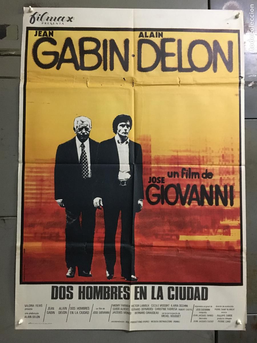Cine: ODC C067 DOS HOMBRES EN LA CIUDAD ALAIN DELON JEAN GABIN POSTER ORIGINAL 70X100 ESTRENO