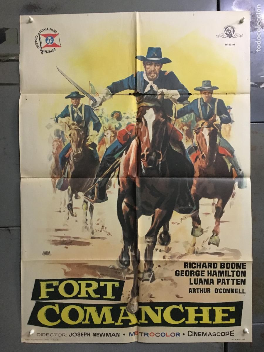 Cine: ODC C069 FORT COMANCHE RICHARD BOONE GEORGE HAMILTON JANO POSTER ORIGINAL 70X100 ESTRENO