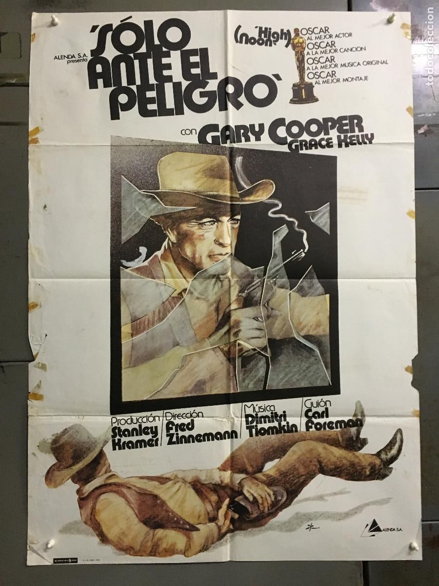 Cine: ODC C071 SOLO ANTE EL PELIGRO GARY COOPER GRACE KELLY ZULUETA POSTER ORIGINAL 70X100 ESPA&Ntilde;OL R-79