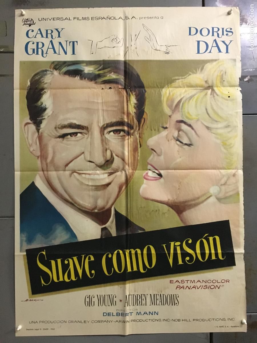 Cinema: ODC C077 SUAVE COMO VISON CARY GRANT DORIS DAY ALBERICIO POSTER ORIGINAL 70X100 ESTRENO