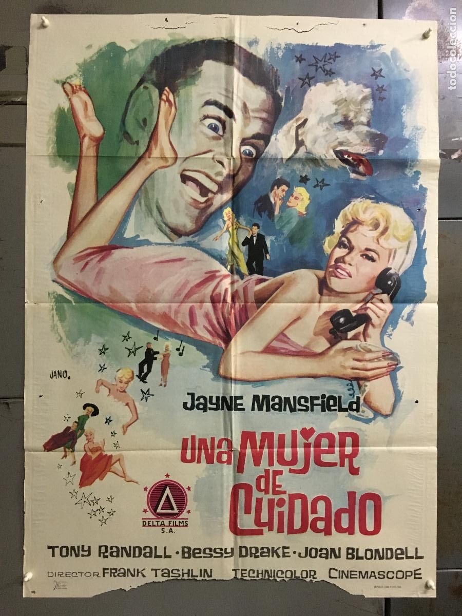 Cine: ODC C078 UNA MUJER DE CUIDADO JAYNE MANSFIELD JANO POSTER ORIGINAL 70X100 ESTRENO