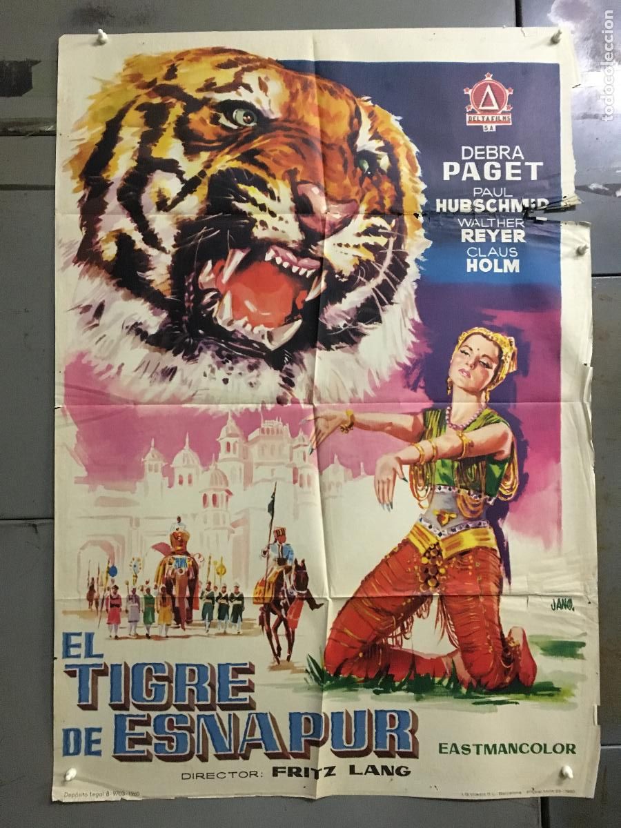 Cine: ODC C083 EL TIGRE DE ESNAPUR DEBRA PAGET FRITZ LANG JANO POSTER ORIGINAL 70X100 ESTRENO
