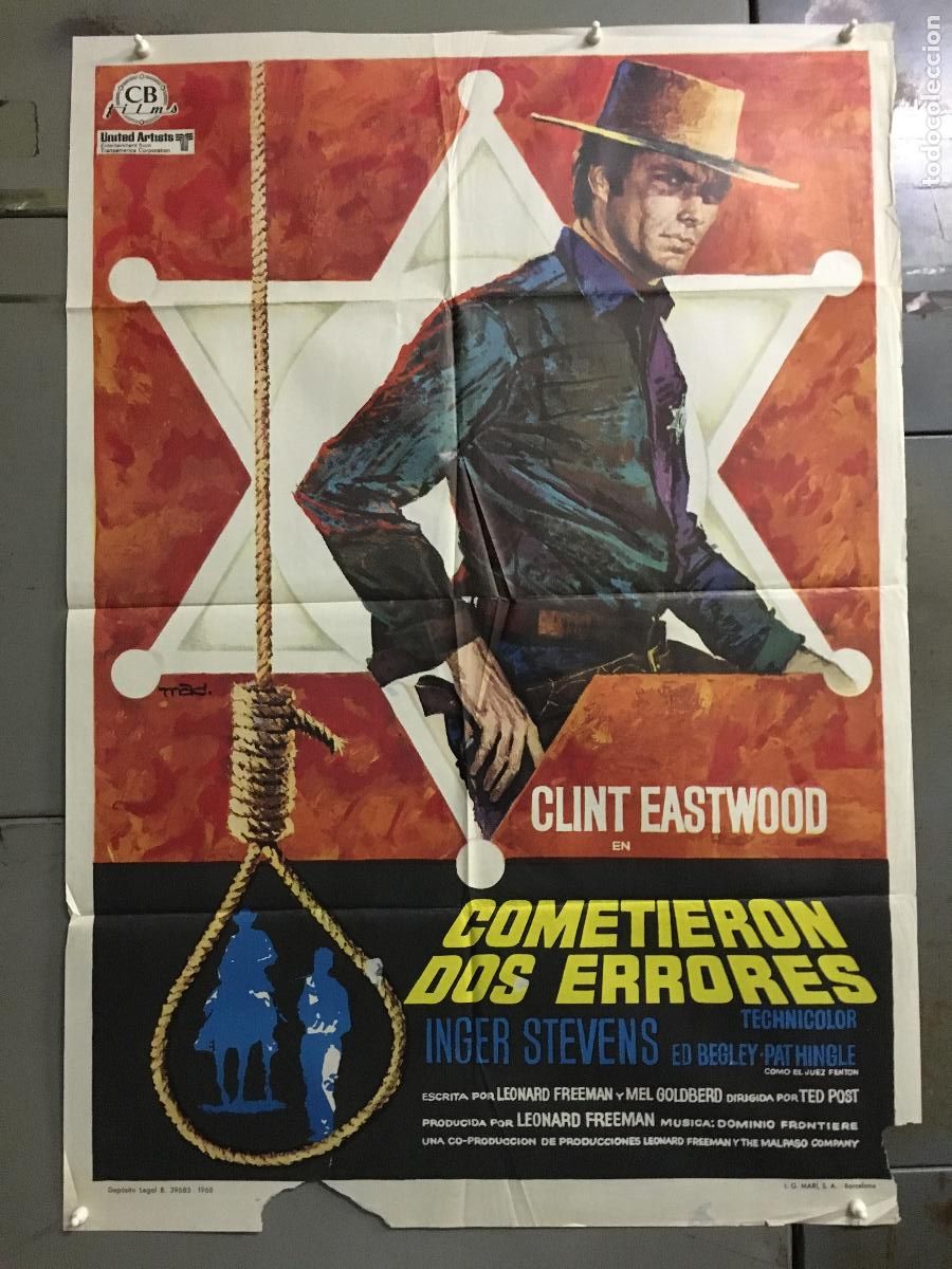 Cinema: ODC C090 COMETIERON DOS ERRORES CLINT EASTWOOD MAC POSTER ORIGINAL 70X100 ESTRENO