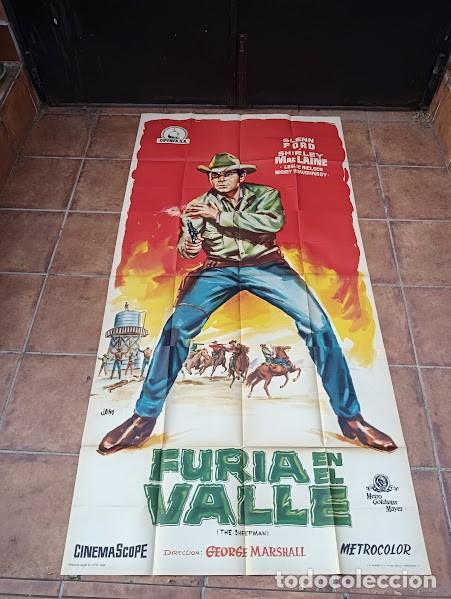 Kino: SMP 2426 FURIA EN EL VALLE GLENN FORD SHIRLEY MACLAINE JANO POSTER ORIGINAL 3 hojas 100X205 ESTRENO