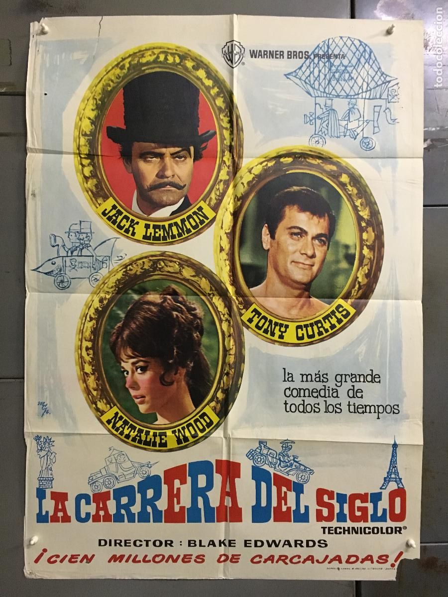 Kino: ODC C093 A CARRERA DEL SIGLO NATALIE WOOD JACK LEMMON TONY CURTIS POSTER ORIGINAL 70X100 ESTRENO