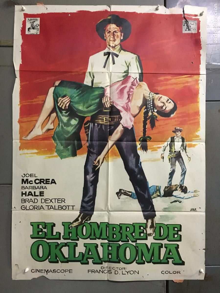 Cine: ODC C094 EL HOMBRE DE OKLAHOMA JOEL MCCREA POSTER ORIGINAL 70X100 ESTRENO
