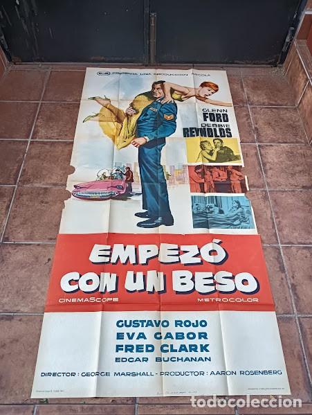 Kino: SMP 2427 EMPEZO CON UN BESO DEBBIE REYNOLDS GLENN FORD POSTER ORIGINAL 3 hojas 100X205 ESTRENO
