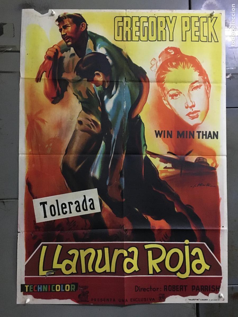 Cine: ODC C096 LLANURA ROJA GREGORY PECK POSTER ORIGINAL 70X100 ESTRENO LITOGRAFIA