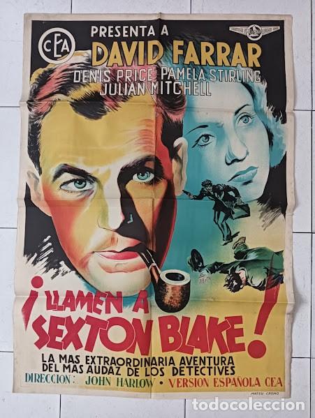 Cinema: SMP 2433 LLAMEN A SEXTON BLAKE DAVID FARRAR POSTER ORIGINAL 70X100 ESTRENO LITOGRAFIA raro