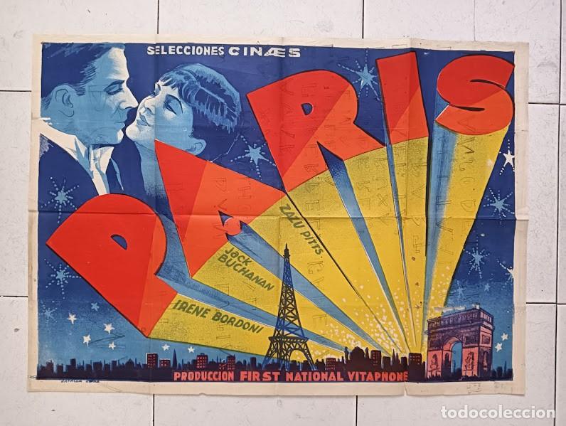 Cinema: SMP 2434 PARIS JACK BUCHANAN ZASU PITTS IRENE BORDONI POSTER ORIGINAL 54X76 ESTRENO LITOGRAFIA