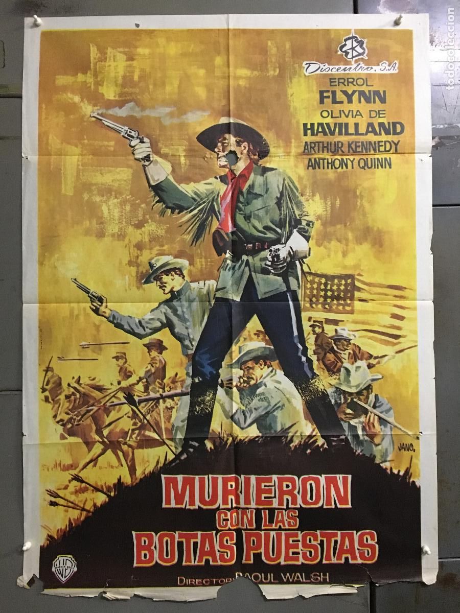 Kino: ODC C106 MURIERON CON LAS BOTAS PUESTAS ERROL FLYNN POSTER ORIGINAL 70X100 ESPA&Ntilde;OL