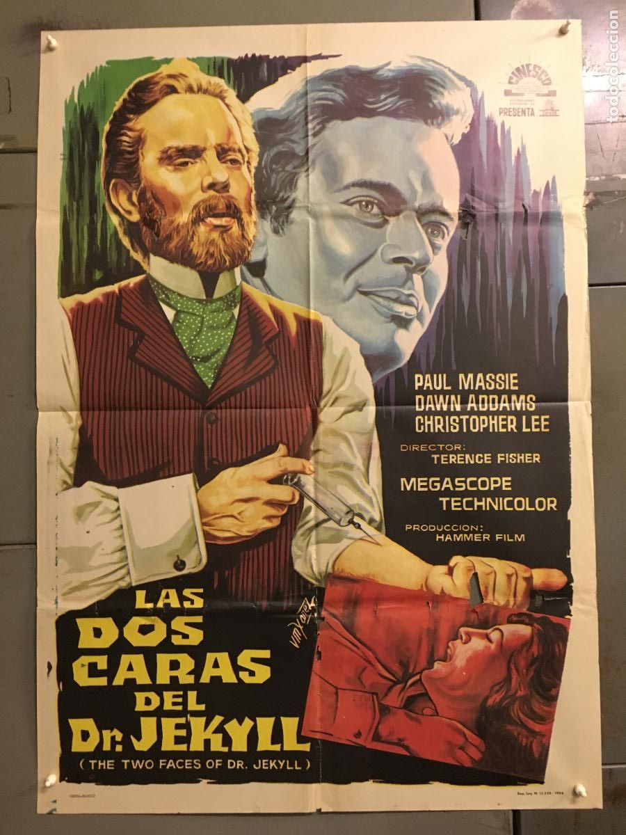 Cine: ODC C107 LAS DOS CARAS DEL DR JEKYLL HAMMER CHRISTOPHER LEE POSTER ORIGINAL ESTRENO 70X100