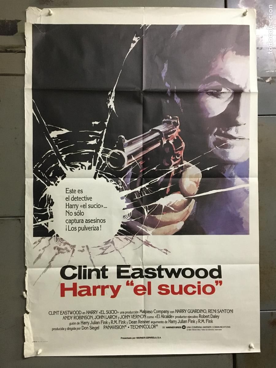 Cine: ODC C110 HARRY EL SUCIO DIRTY HARRY CLINT EASTWOOD DON SIEGEL POSTER ORIGINAL 70X100 ESPA&Ntilde;OL R-84