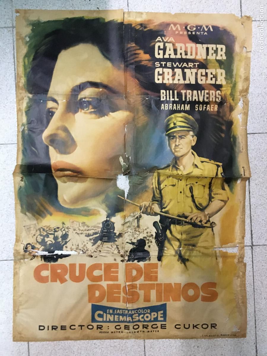 Cinema: ODC C116 CRUCE DE DESTINOS AVA GARDNER STEWART GRANGER POSTER ORIGINAL 70X100 ESTRENO
