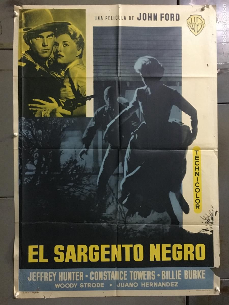 Cinema: ODC C117 EL SARGENTO NEGRO JOHN FORD JEFFREY HUNTER POSTER ORIGINAL 70X100 ESTRENO