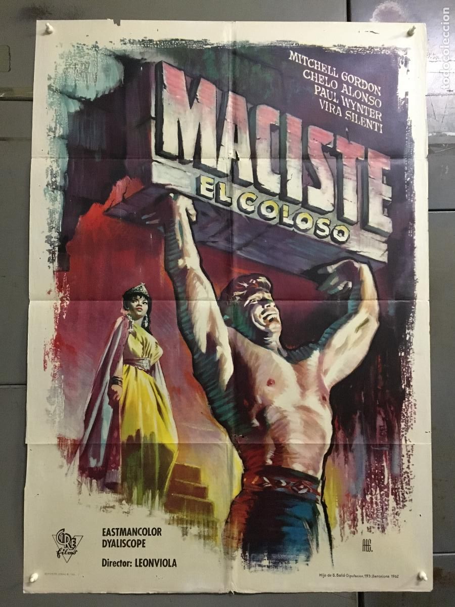 Cine: ODC C118 MACISTE EL COLOSO GORDON MITCHELL PEPLUM POSTER ORIGINAL 70X100 ESTRENO
