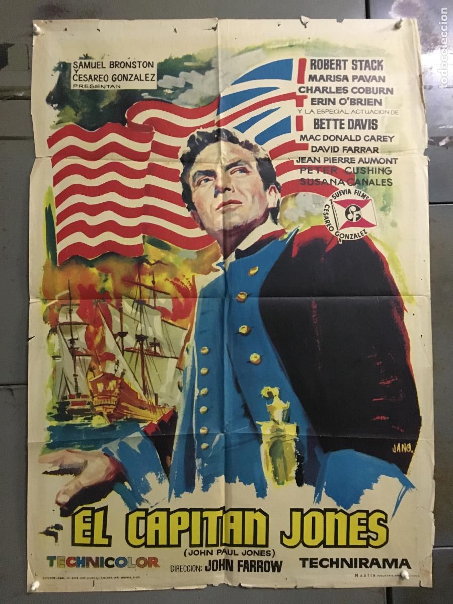 Cine: ODC C123 EL CAPITAN JONES ROBERT STACK BETTE DAVIS BRONSTON JANO POSTER ORIGINAL 70X100 ESTRENO
