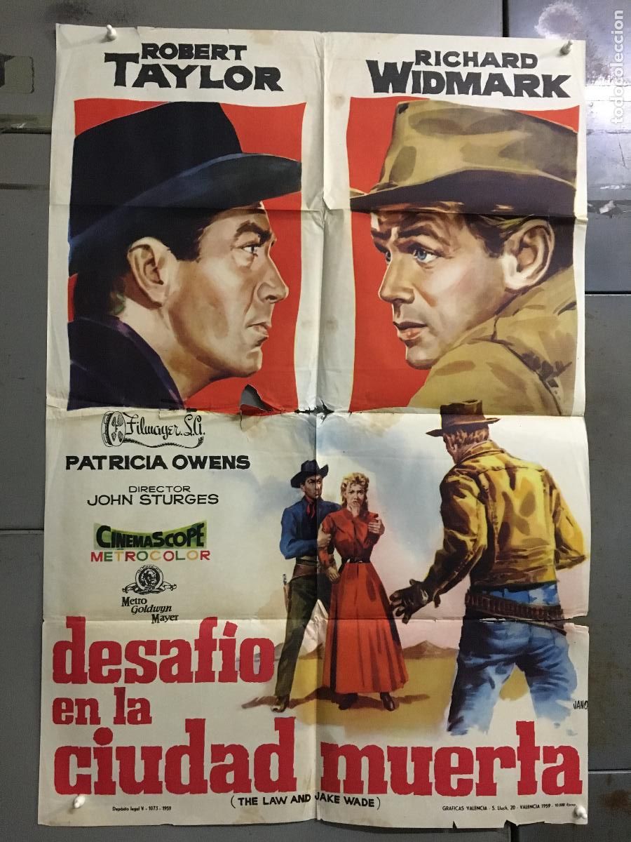 Cinema: ODC C126 DESAFIO EN LA CIUDAD MUERTA ROBERT TAYLOR RICHARD WIDMARK POSTER ORIGINAL 70X100 ESTRENO