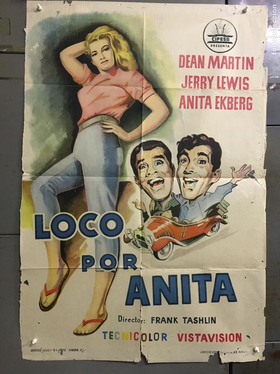 Kino: ODC C132 LOCO POR ANITA DEAN MARTIN JERRY LEWIS ANITA EKBERG POSTER ORIGINAL 70X100 ESTRENO