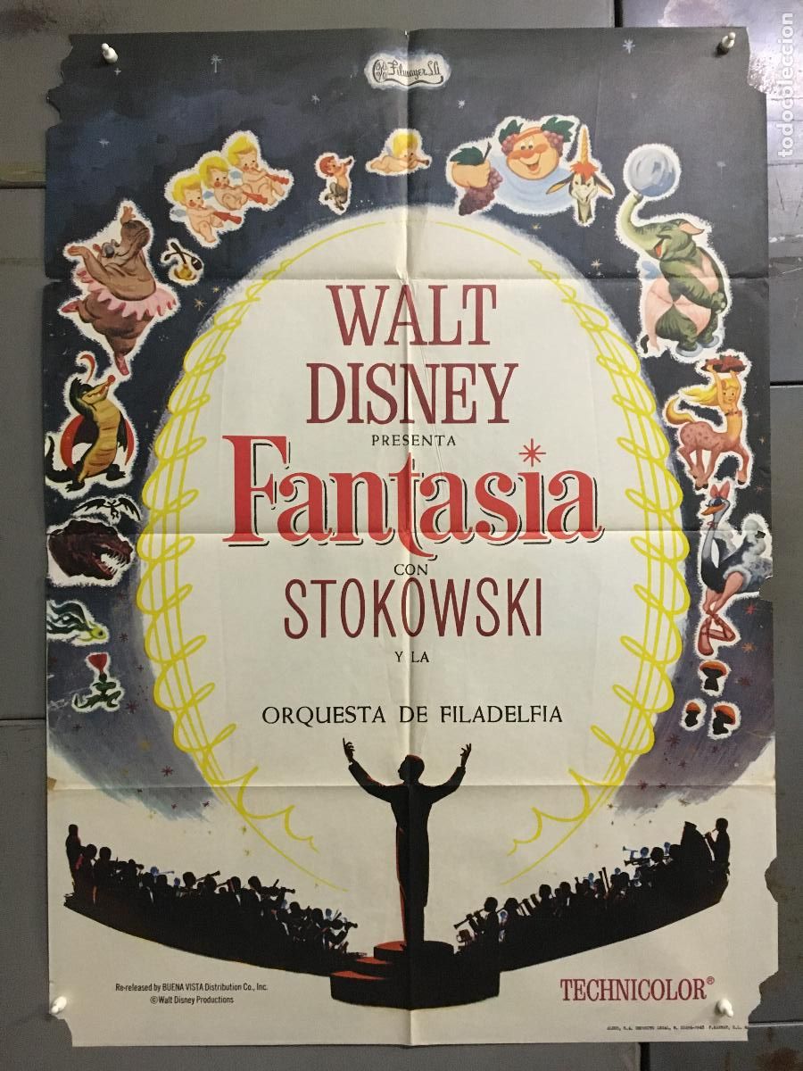 Cin&eacute;ma: ODC C133 FANTASIA WALT DISNEY MICKEY MOUSE STOKOWSKI POSTER ORIGINAL 70X100 ESPA&Ntilde;OL R-68