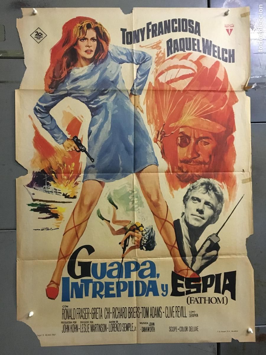 Cine: ODC C135 GUAPA INTREPIDA Y ESPIA RAQUEL WELCH MATAIX POSTER ORIGINAL 70X100 ESTRENO
