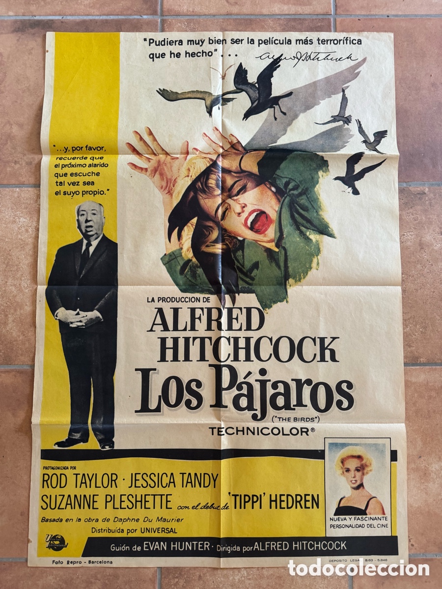 Cine: LOS PAJAROS ALFRED HITCHCOCK TIPPI HEDREN ROD TAYLOR POSTER ORIGINAL ESTRENO