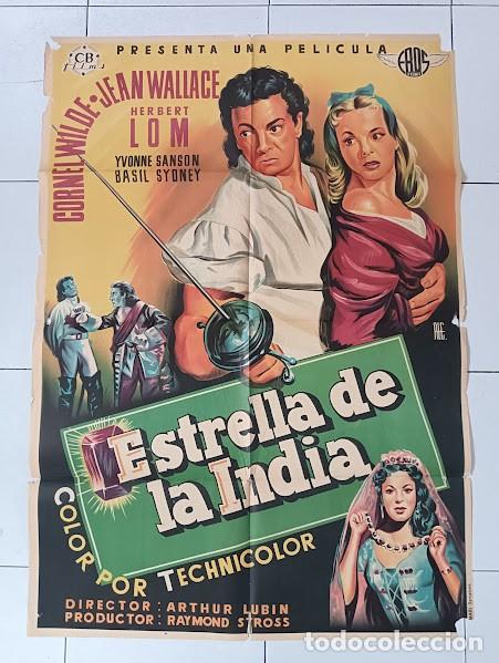Cine: SMP 2453 ESTRELLA DE LA INDIA CORNEL WILDE JEAN WALLACE POSTER ORIGINAL 70X100 ESTRENO LITOGRAFIA