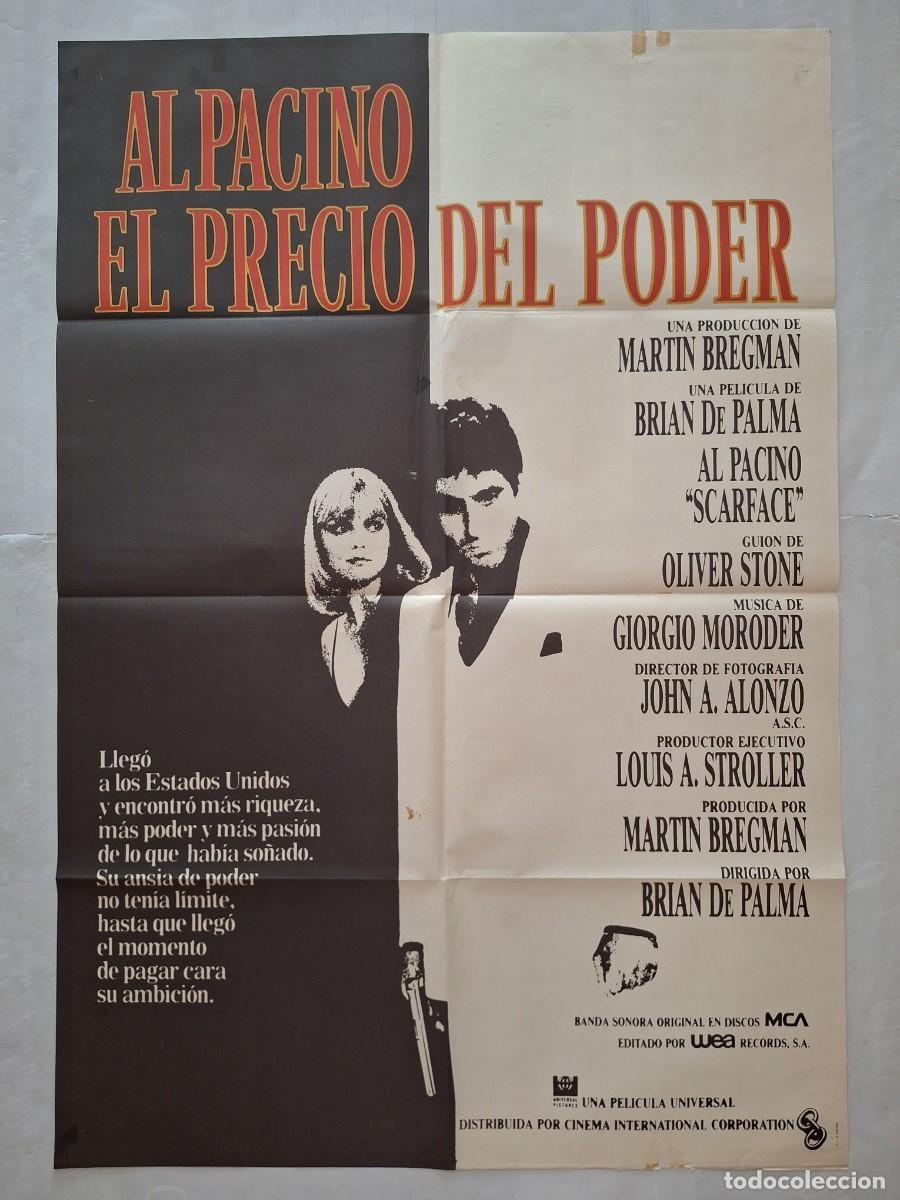 Cine: ANTIGUO CARTEL CINE EL PRECIO DEL PODER AL PACINO BRIAN DE PALMA A&Ntilde;O 1984 RV C-1530