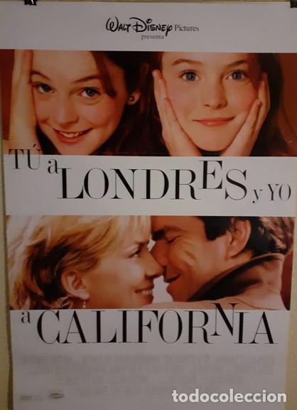 Cine: Cartel de cine original - T&Uacute; A LONDRES Y YO A CALIFORNIA (1998) - Walt Disney - Lindsay Lohan