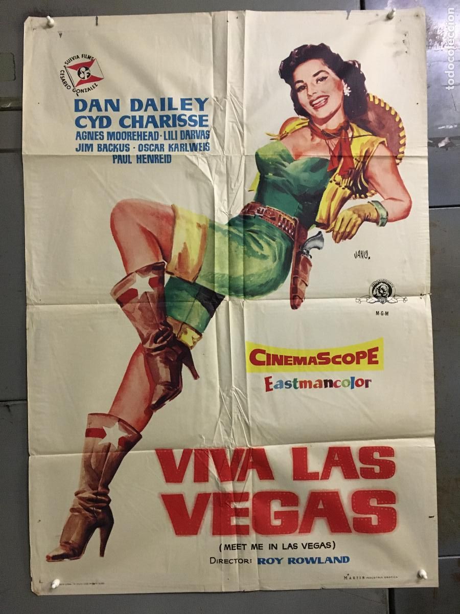 Cinema: ODC C143 VIVA LAS VEGAS CYD CHARISSE SEXY JANO POSTER ORIGINAL 70X100 ESTRENO