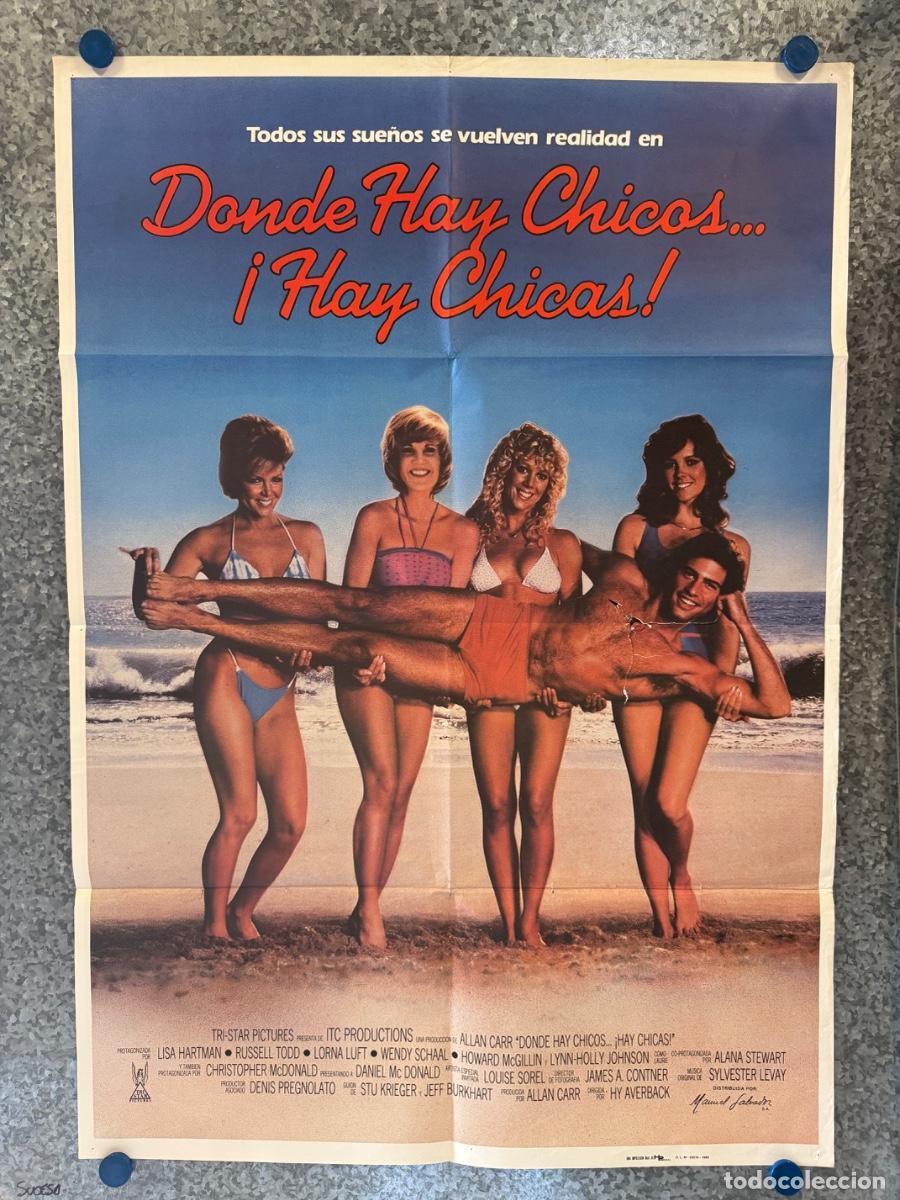Cine: Donde hay chicos hay chicas, Lisa Hartman, Russell Todd, A&ntilde;o 1985, POSTER ORIGINAL