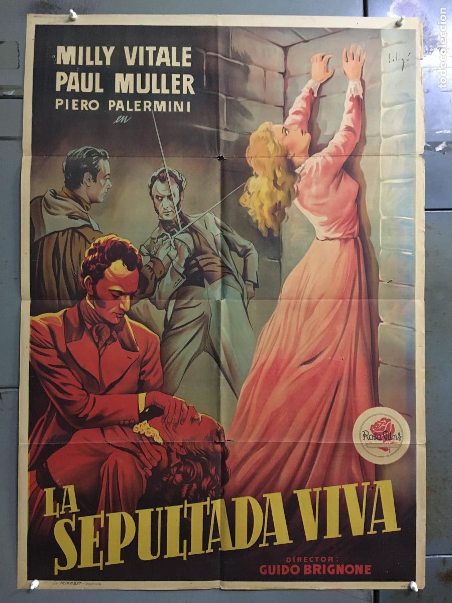 Cin&eacute;ma: AFK24 LA SEPULTADA VIVA MILLY VITALE GUIDO BRIGNONE SOLIGO POSTER ORIGINAL 70X100 ESTREN LITOGRAFIA