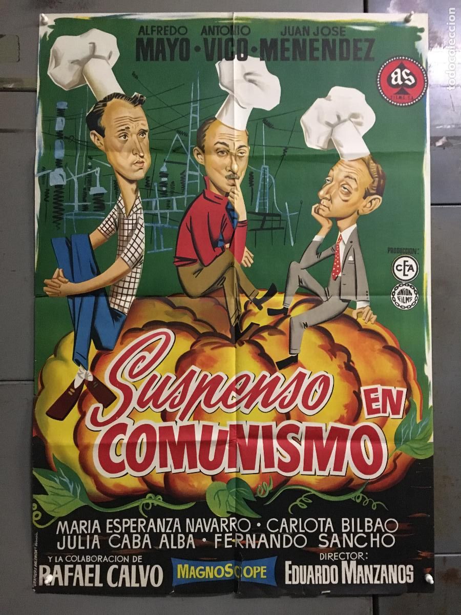 Cin&eacute;ma: AFK42 SUSPENSO EN COMUNISMO JUANJO MENENDEZ ALFREDO MAYO POSTER ORIGINAL ESTRENO 70X100 LITOGRAFIA