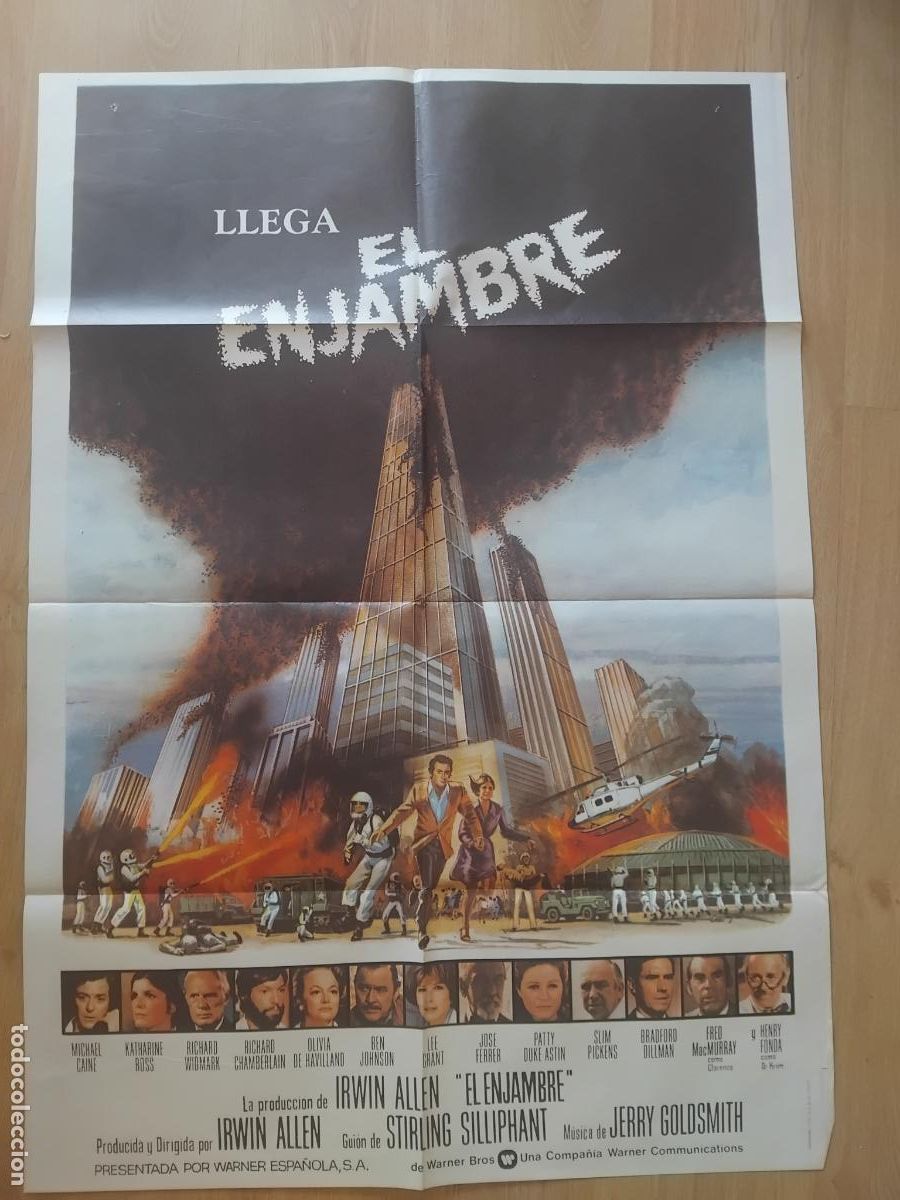 Cine: CARTEL DE CINE EL ENJAMBRE. MICHAEL CAINE, KATHARINE ROSS, RICHARD WIDMARK. 100 X 70 cm.